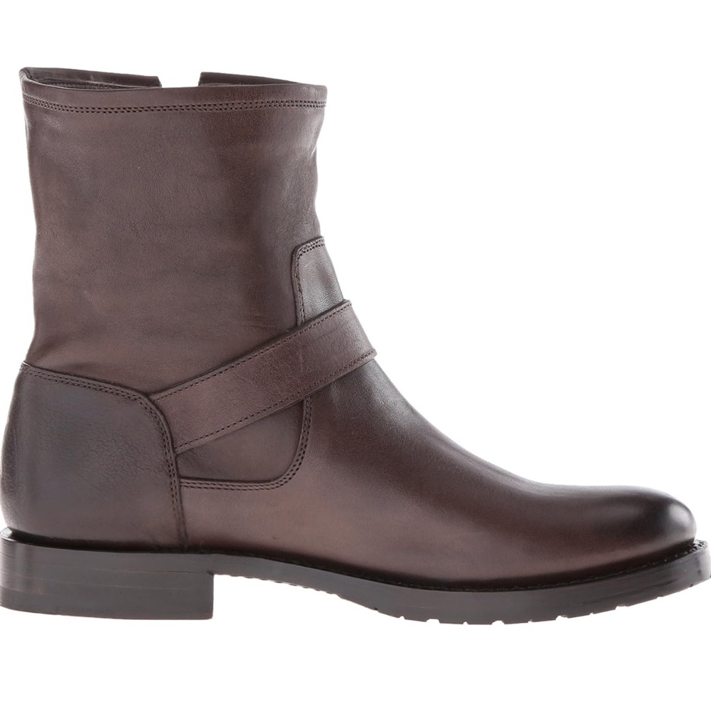 Frye Natalie Short Engineer Boot | Brown Leather - Picture 3 of 7